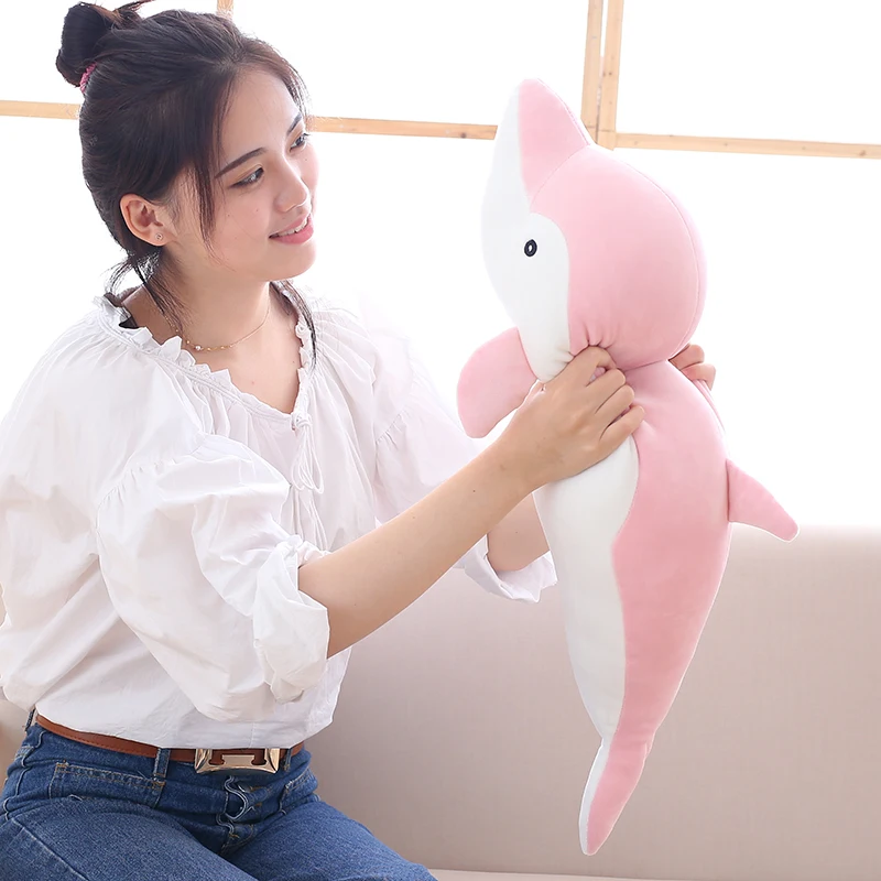 

50cm 60cm Soft Dolphin Stuffed Down Cotton Animal Pillow Kawaii Office Nap Pillow Christmas Plush Doll Kid Toy Xmas Gift