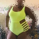 Неоновый зеленый размера плюс купальники для женщин бандажный купальный костюм для женщин с овальным вырезом купальники с подкладкой 2019 пляжная одежда для бассейна