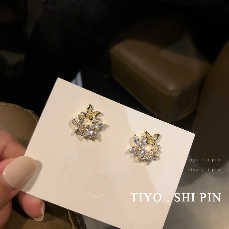

S925 needle Butterfly Earrings Delicate Jewelry Hot Selling High Quality Crystal Zircon Earrings For Lady Female Modern Jewelry