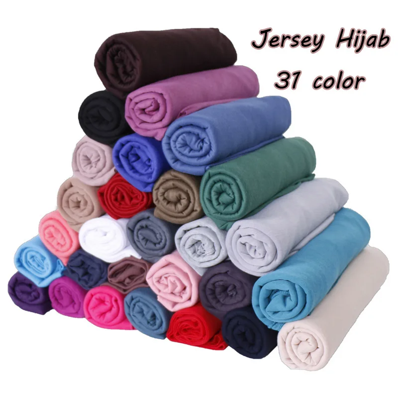 

Hot-Selling Monochrome Mercerized Cotton Scarf Elastic Breathable Middle East Ethnic Jersey Headscarf