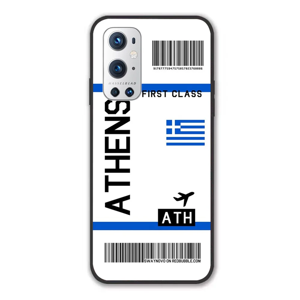 

For OnePlus Flight Ticket Athens Soft TPU Border OnePlus 7 7T 7Pro 8 8T 8Pro 9 9Pro Case