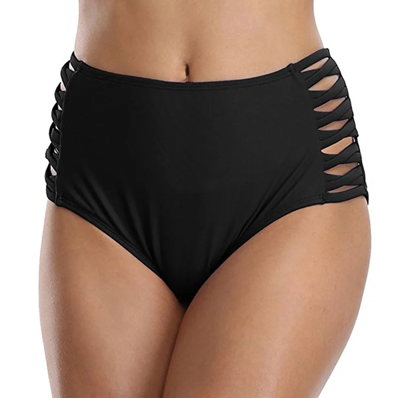 

High Waist Women Sexy Solid Swimming Trunks Lady Hollow Out Swimming Shorts Bikini Bottom Fashion Thong Swimsuit Triangle