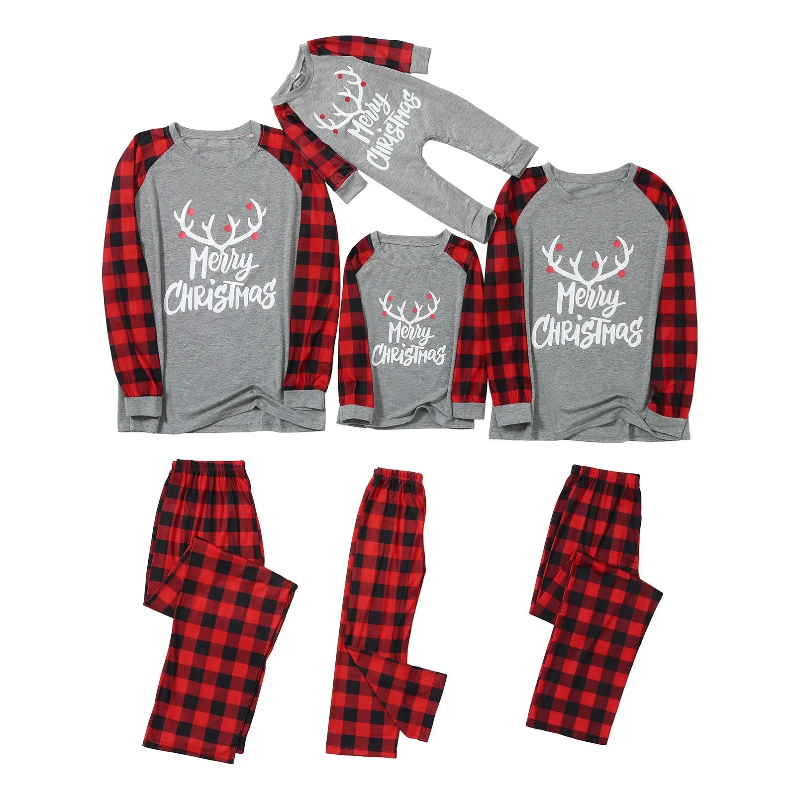 

Bear Leader Christmas Father Mother Kids Clothes Top+pants Family Matching Outfit Lattice Xmas Sleepwear Pj's Set Baby Romper