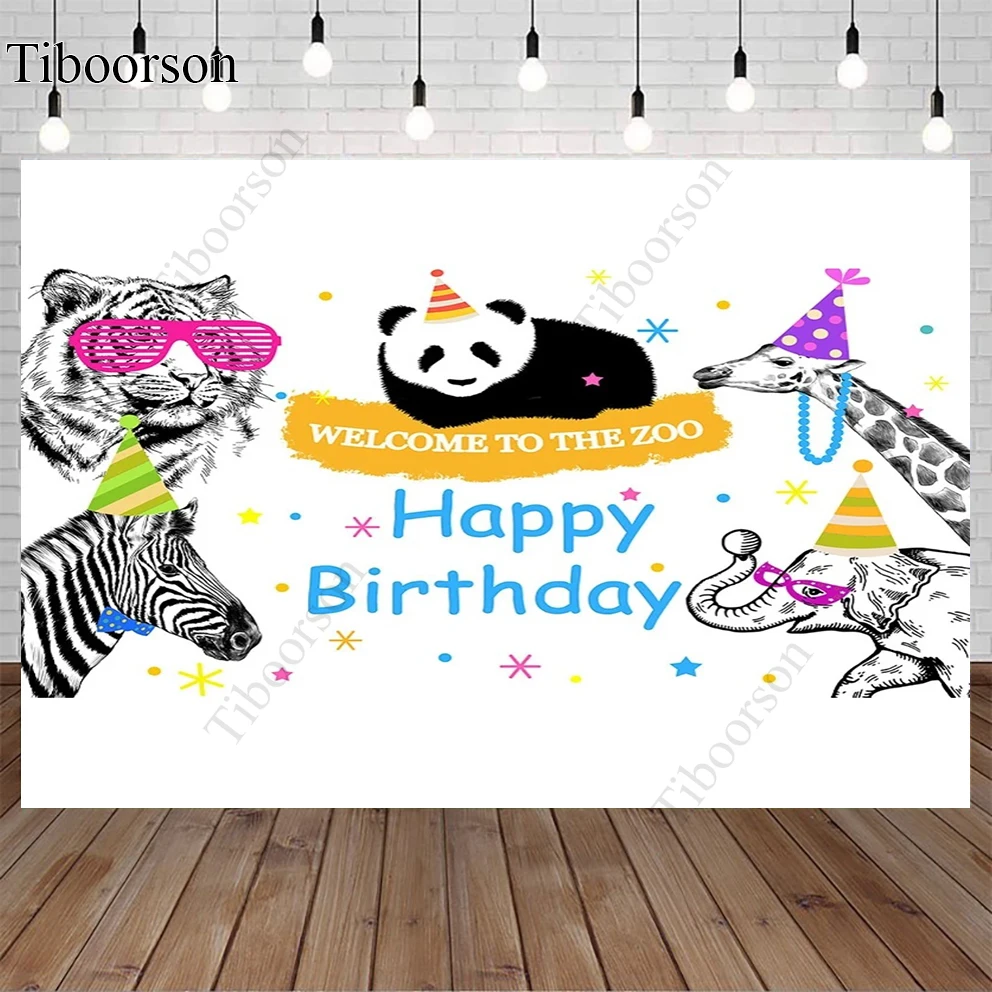 

Welcome To The Zoo Photography Background Wild Animal Party Decoration Props Child Portrait Birthday Photo Backdrop Studio