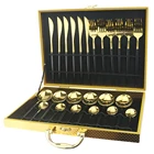 Набор столовых приборов из нержавеющей стали черного и золотого цвета, 24 шт.