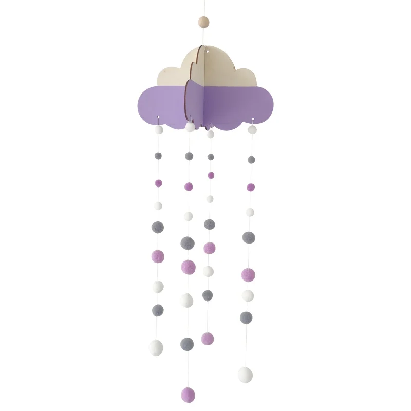 

Crib Mobile Bed Bell Rattles Wooden Beads Baby's Mobile Beech Wood Bird Ornament Wool Balls Kid Room Hanging Decorations J