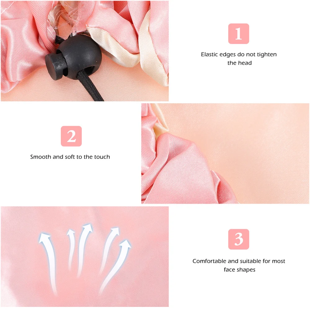 

3Pcs Adjustable Sleep Hat Reusable Satin Shower Hat Hair Care Cover Head Wrap