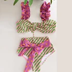 Женский комплект бикини, Раздельный купальник с цветочным принтом и оборками, пляжная одежда, бикини, 2021