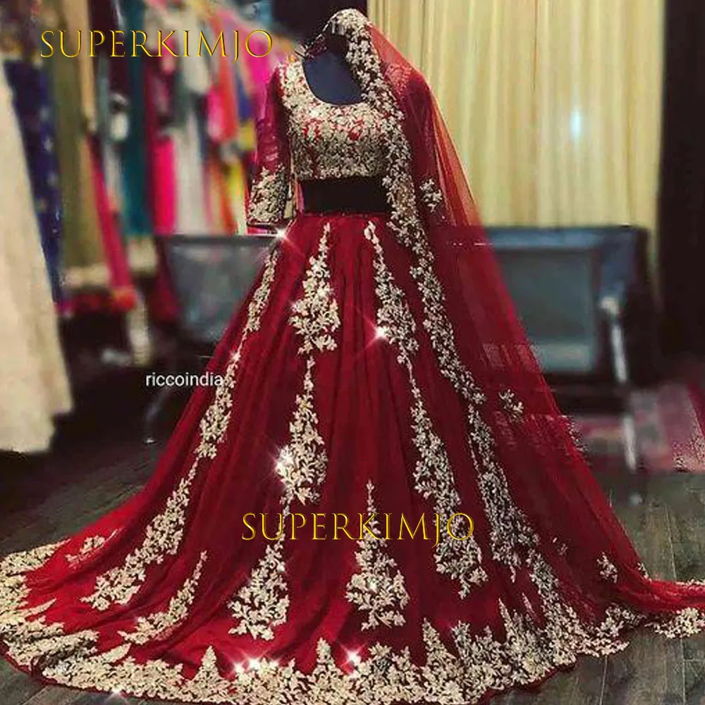 

SuperKimJo Robe De Bal мусульманские традиционные платья для выпускного вечера Кружевная аппликация из бисера бордового цвета элегантное бальное пл...