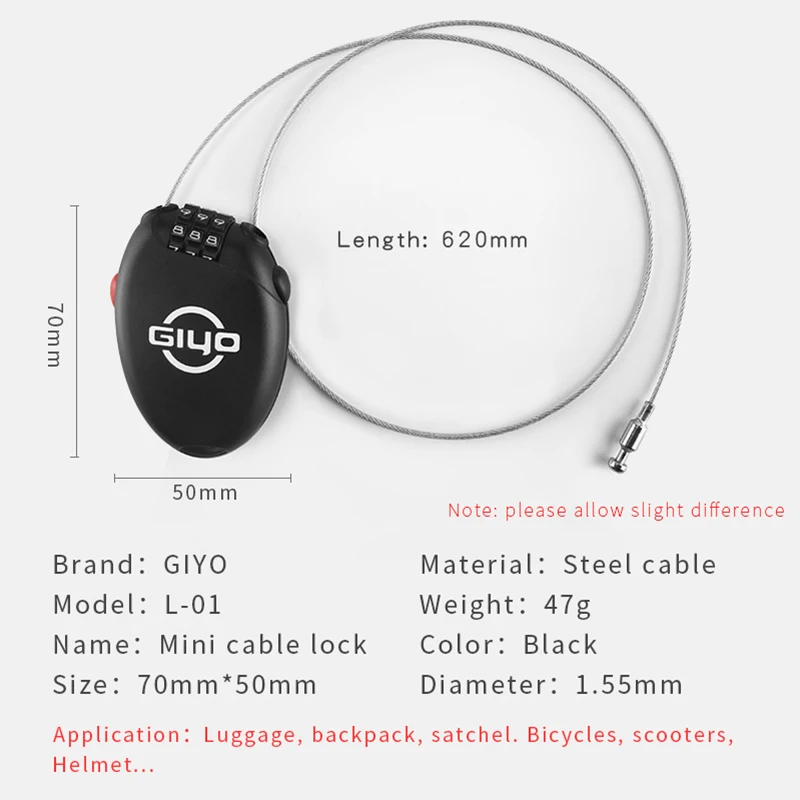Велосипедный Замок GIYO многофункциональный мини-замок с паролем для шлема защита