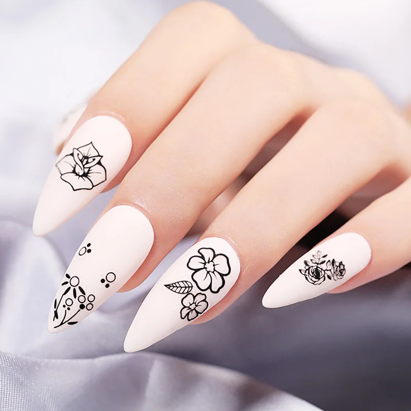 1 шт. черно белые наклейки для ногтей|Стикеры и наклейки| |