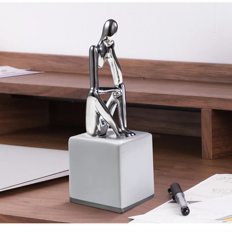 SIMPLE MODERN ABSTRACT FIGURE ART SCULPTURE ARTS CERAMICS THINKER STATUE CRAFT HOME DECORATION LIVING ROOM OFFICE R3093 | Дом и сад