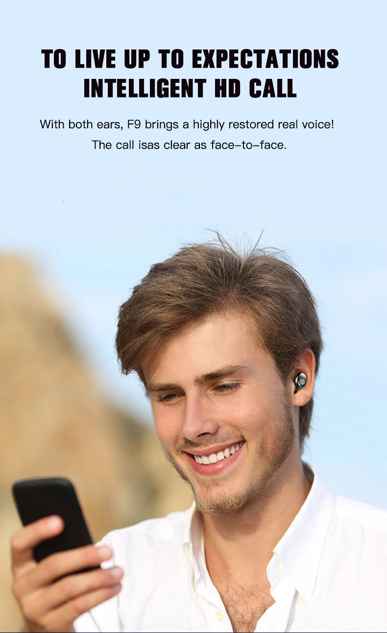 Новинка, беспроводные наушники F9, Bluetooth 5,0, TWS, гарнитура, Hi-Fi, Мини, для занятий спортом, бега, наушники, Поддержка iOS/Android телефонов, HD вызов