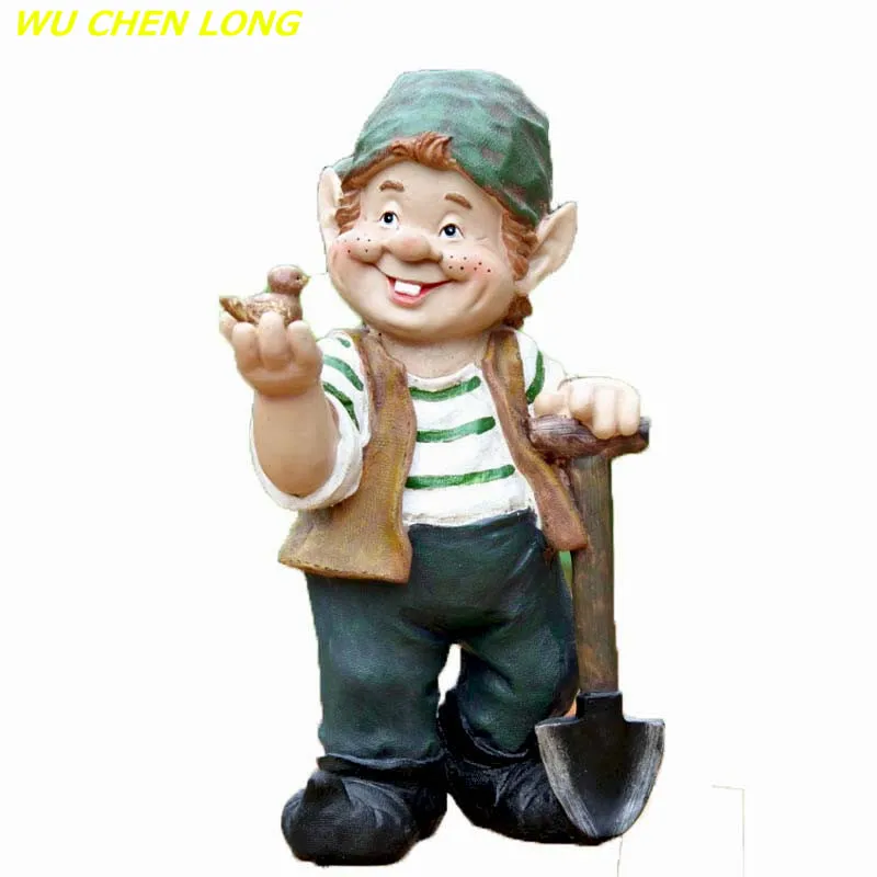 

WU CHEN LONG Cute Dwarfs Art Sculpture Dwarf Figurine Statue Resin Craft Creative Outdoor Courtyard Garden Decoration R5560