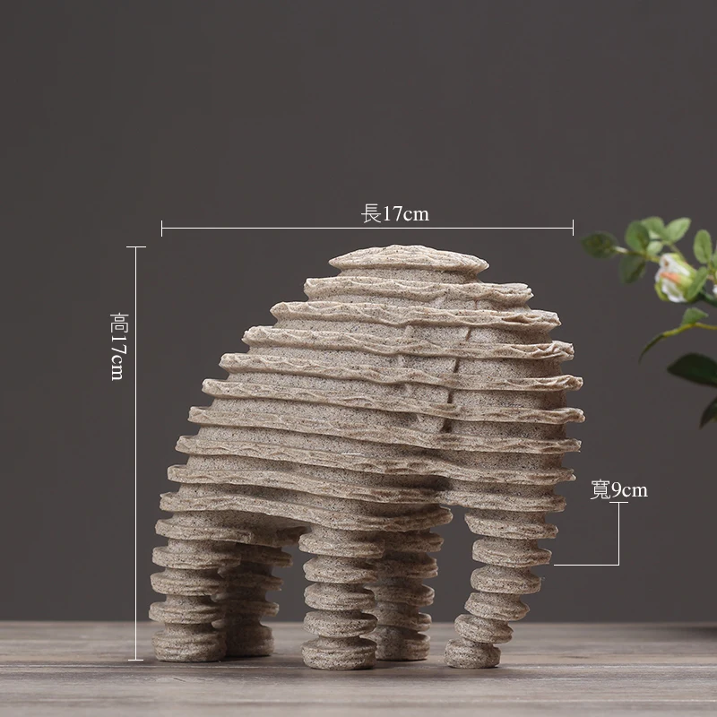 

Simple sandstone elephant ornament in northern Europe Abstract handicraft Home decoration Figurine resin cabochon feng shui
