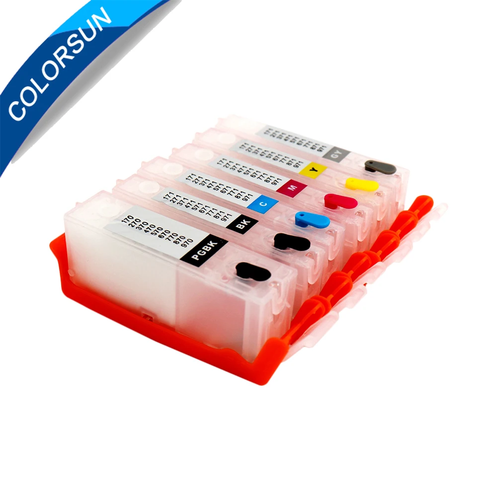 

6 Colors for Canon PGI-170 CLI-171 Refillable Ink Cartridge for Canon PIXMA MG7710 MG6810 MG5710 Printer With ARC Chips