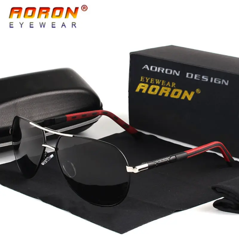 

AORON Mens Polarized Sunglasses Classic Pilot Sun Glasses Anti-Reflective Coating Lens Alloy Frame Driving Sunglasses Men