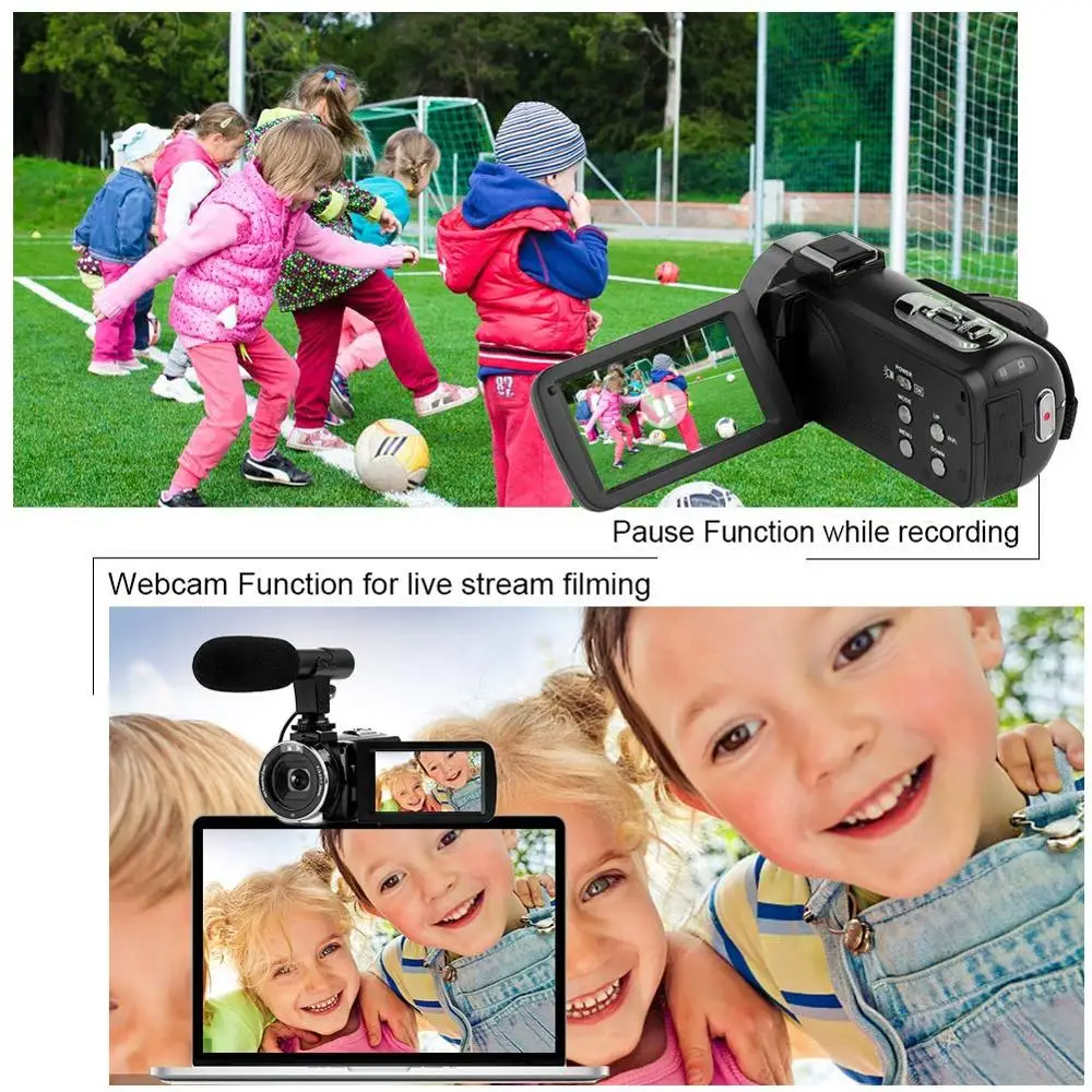 Видеокамера KOMERY Handycam 2 7 K сенсорный экран 16X цифровой зум HD 30MP|Любительские
