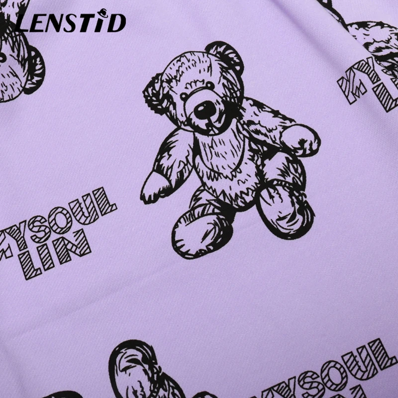 

LENSTID Summer Men Jogger Shorts Hip Hop Letter Bear Print Shorts 2021 Harajuku Streetwear Track Sweatpant Short Pants Trousers