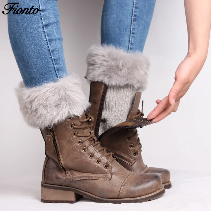 Зимние теплые шерстяные носки FIONTO рождественские Короткие вязаные с ремешком