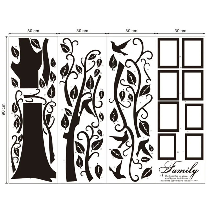 Наклейки на стену в виде дерева ПВХ черные 3d-наклейки сделай сам для фотографий