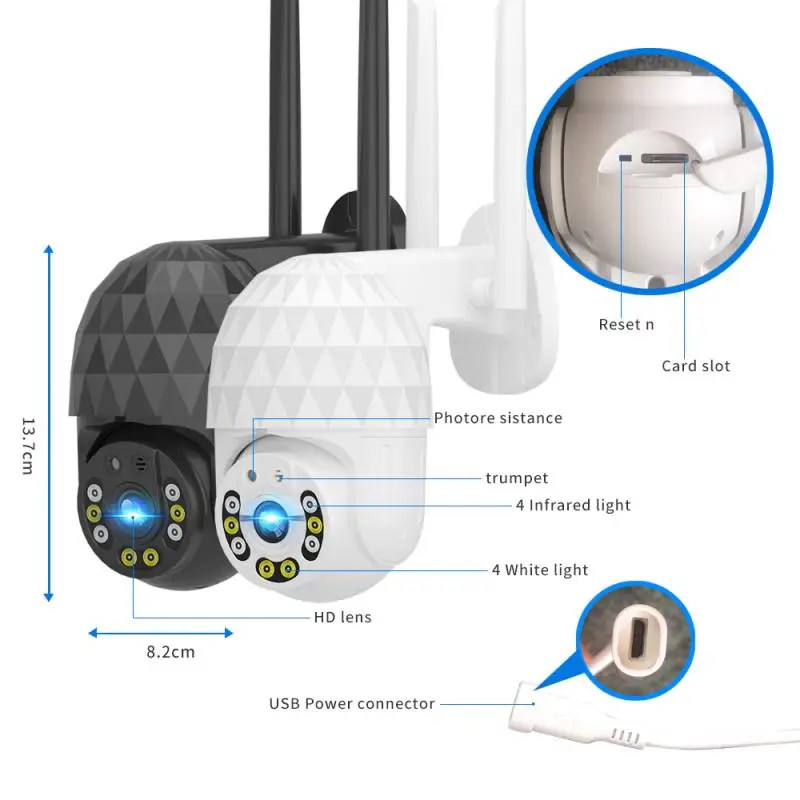V380 Pro 1080P Wifi IP Camera Wireless Outdoor Night Vision Home Security Video CCTV Surveillance Cameras Waterproof | Безопасность и