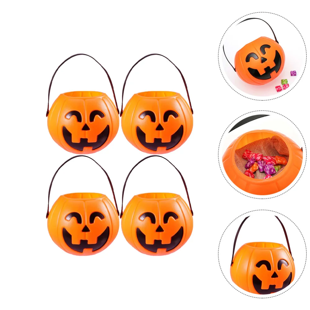 

4pcs Practical Pumpkin Candy Holder Funny Evil Candy Buckets for Parties