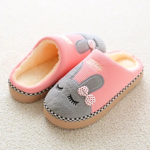 New Winter Women Home Interior Slippers Cozy Warm Shoes Charming Cartoon Rabbit Couple Slides Memory Foam Adult Cotton Slippers
