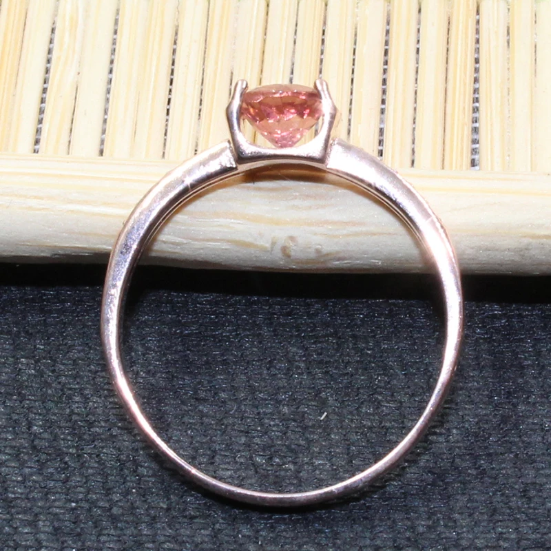 Женское кольцо из серебра 925 пробы с розовым турмалином|ring 5mm|ring forrings for women |
