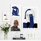 Минималистский человек синий стиль стены искусства холст печать мода Винтаж Абстрактная живопись картина для гостиной домашний декор