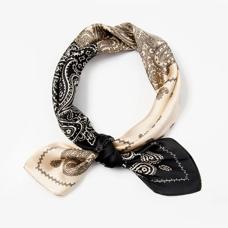 Женский маленький квадратный шарф 70*70 см шифоновый шелковый винтажный с цветами