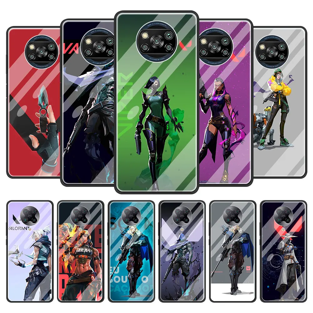 

Tempered Glass Phone Case For Xiaomi Mi Poco X3 NFC 10T Pro 11 9T Note 10 Lite CC9E Game Valorant Shell Cover Coque Fundas