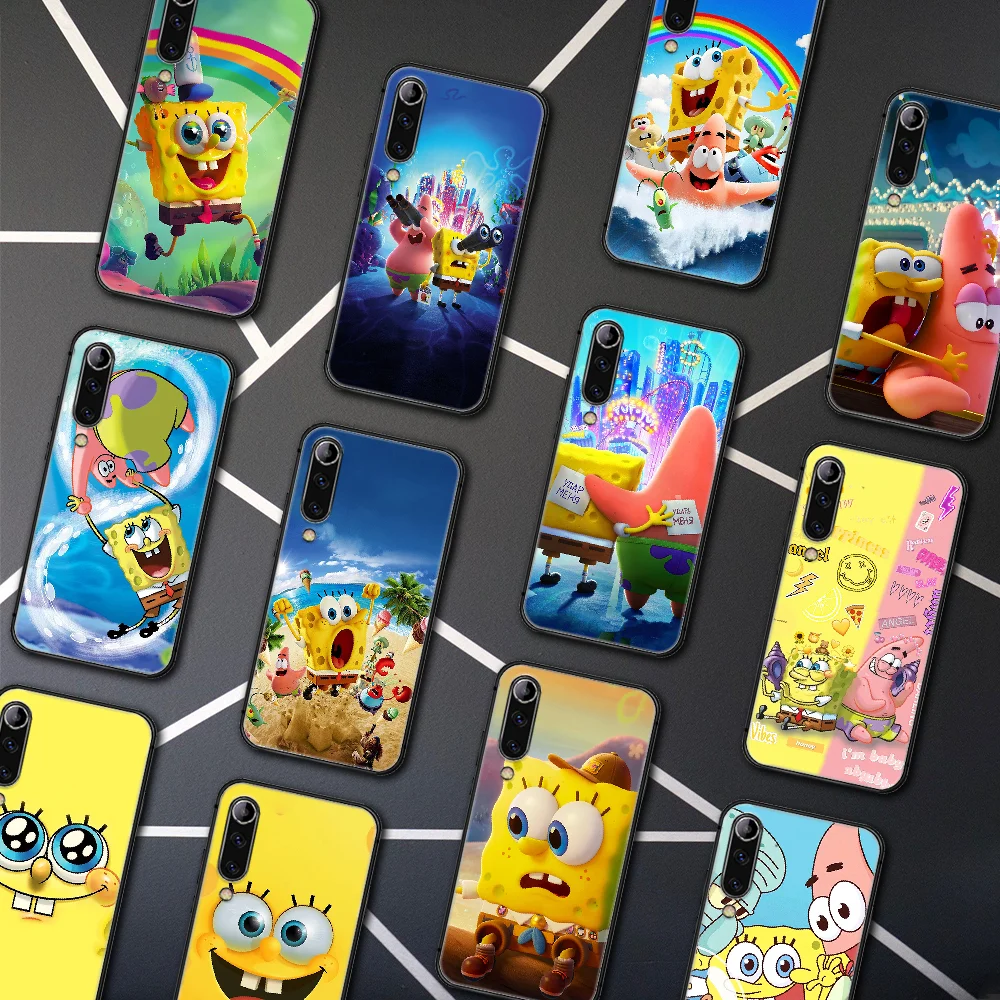 

Cartoon Cute SpongeBobs Phone Case For Xiaomi Mi Note 10 A3 9 MAX 3 A2 8 9 10 11 Lite Pro Ultra black Coque Luxury Prime