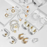aensoa 42 style transparent acrylic geometric drop earrings for women trendy clear resin statement pendant earring jewelry