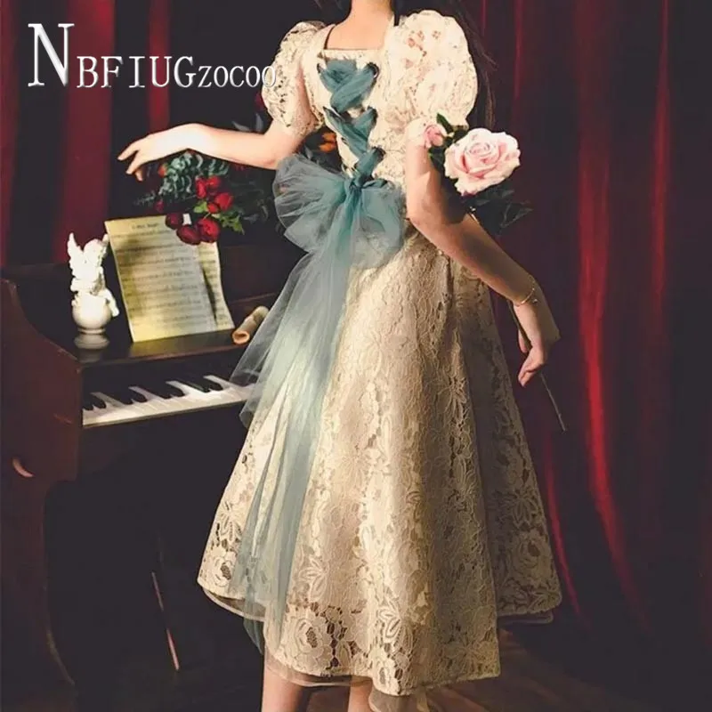 

Французское кружевное женское платье в стиле ретро, летние сказочные женские платья 2021
