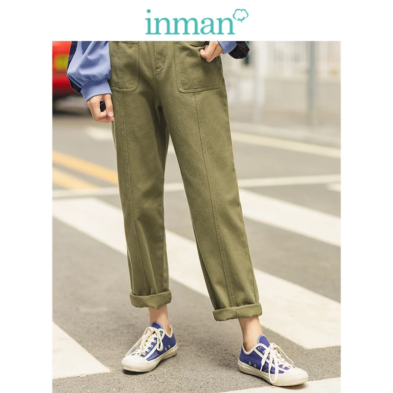 INMAN осень 2019 Новое поступление 100% хлопок хаки классические литературные модные