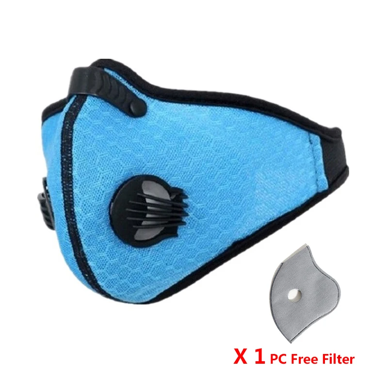 Blue with filter PM2.5 анти-Дымчатая унисекс маска для рта анти-загрязнения дышащая Беговая Половина лица маска для рта Анти-пыль велосипедная маска для лица - Цвет: Blue with filter