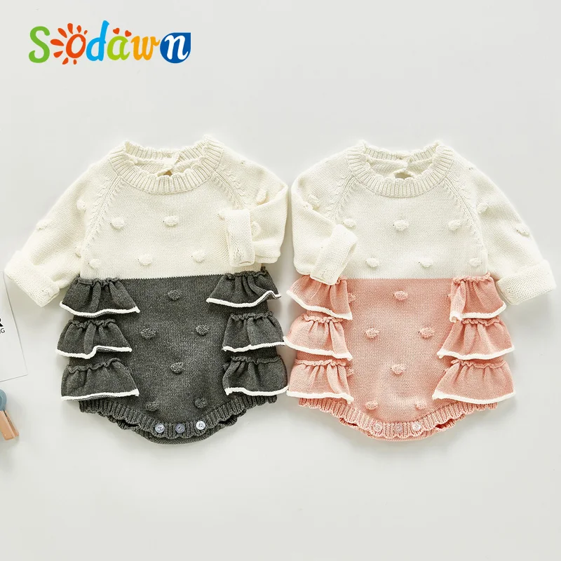 

Sodawn/Одежда для маленьких мальчиков Girls2020 осень-зима с длинным рукавом однотонные Цвет вязаная теплая ползунки, комбинезоны для малышей, оде...