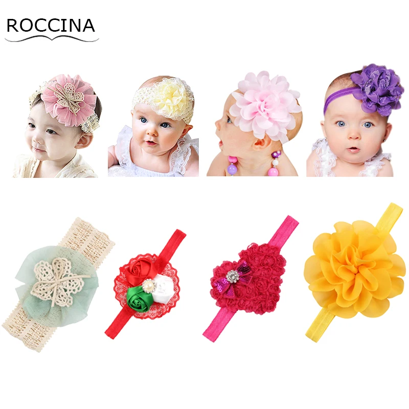 

Lace Flowers Headband Baby Girls Headwear Princess Chiffon Head Flowers Infants Headbands DIY Handmade Headband Kids Accessories
