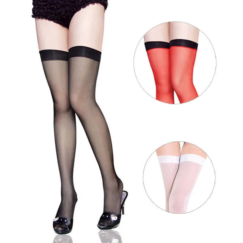 Женские сексуальные чулки модные выше колена эластичные прозрачные нейлоновые