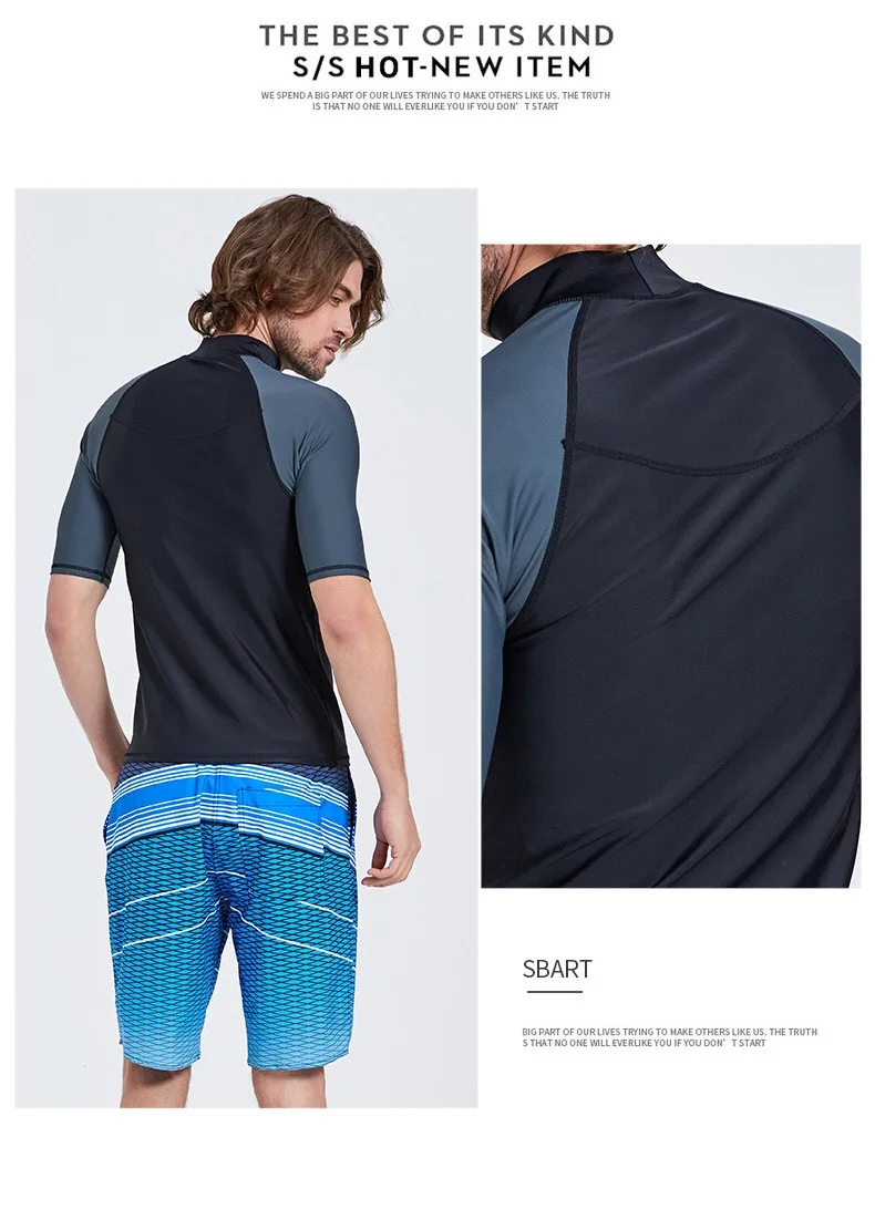 

Surf Wetsuit Men rash guard Swimwear Short Sleeve T-shirt For Swimming Wet Suit Diving Suit Swim Shirt Wetsuits Surfing Swimsuit