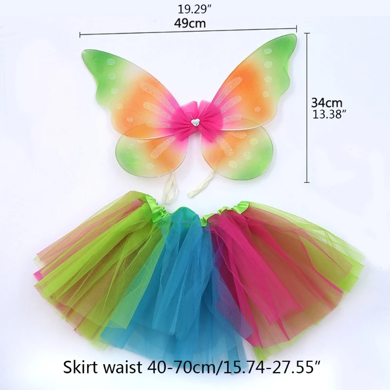 

28TF 2Pcs Kids Girls Fairy Princess Costume Sets Colorful Stage Party Supplies