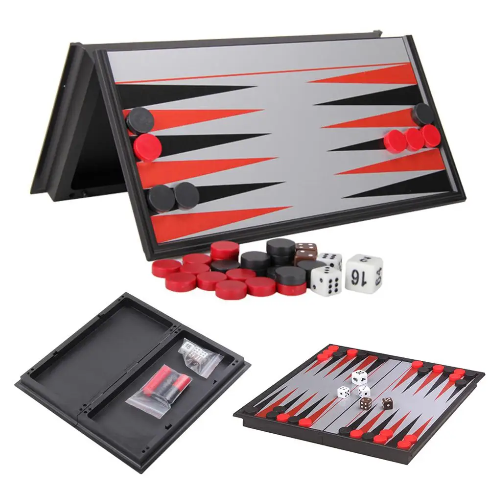 

Портативная Магнитная складная доска для шахматных игр Backgammon, интеллектуальная игрушка для детей и взрослых, Игрушки для раннего обучения, ...