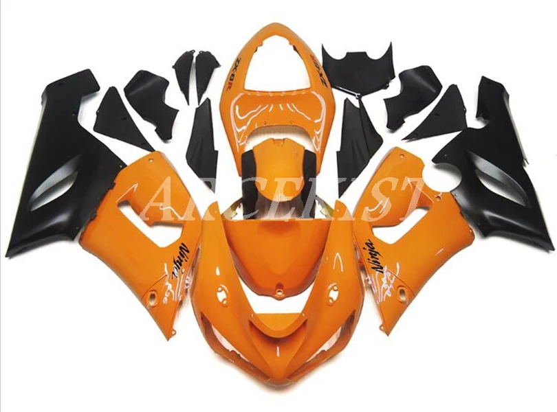 

Новый стиль из АБС-пластика для мотоцикла обтекатели комплект подходит для kawasaki Ninja ZX6R 636 2005 2006 05 06 6R ZX-6R кузов из двух вещей черно-оранжевый
