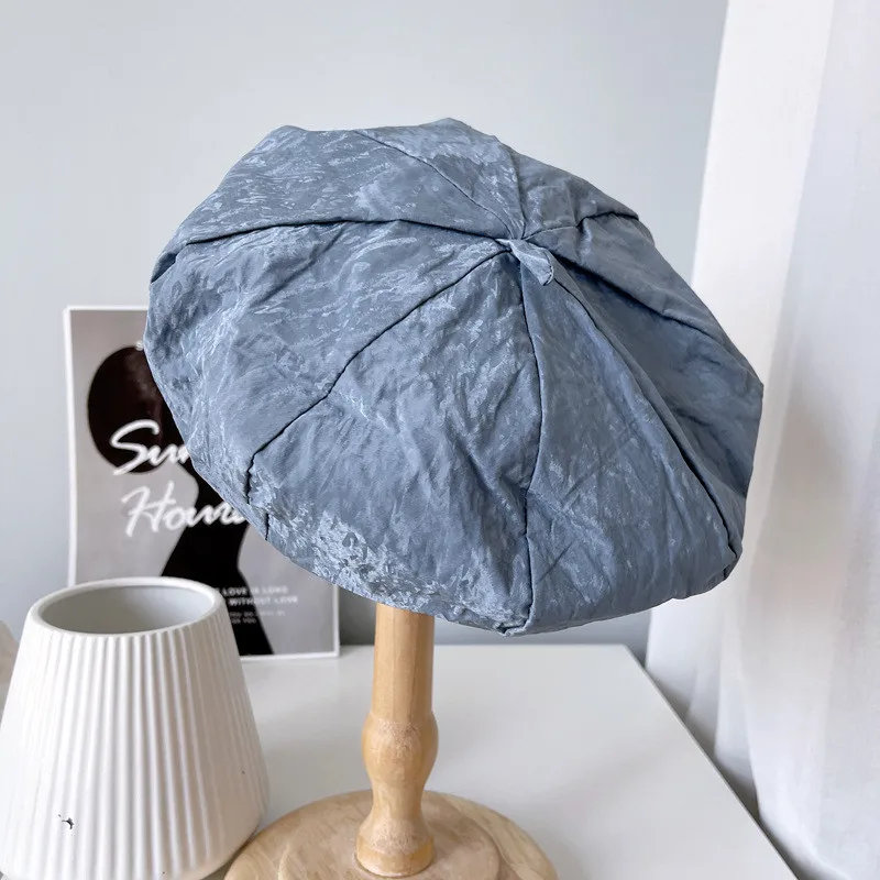 

202107-XX NEW fold Satin gloss fashion street lady beret hat men women Leisure painter hat