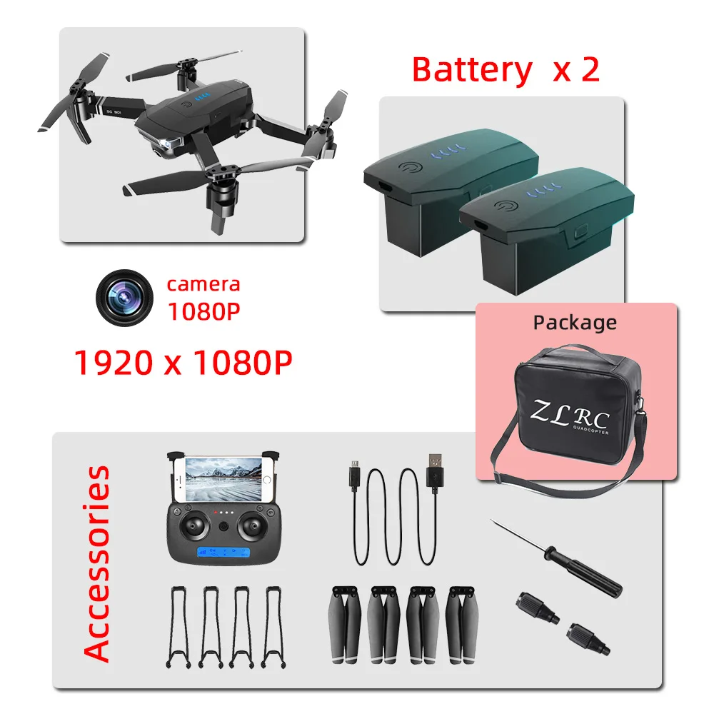 1080P 2B bag Дрон 4K SG901 в rc вертолет Дроны с камерой hd Дрон игрушки Квадрокоптер Профессиональный Дрон Квадрокоптер селфи игрушки vs SG907 - Цвет: 1080P 2B bag