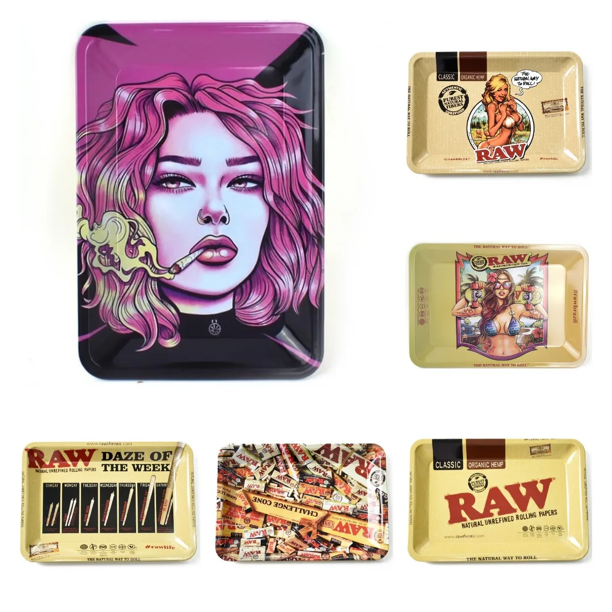 

10pcs 180*125mm Metal Rolling Tray Collection Multi Patterns