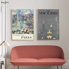Винтажная Обложка журнала Парижа, Нью-Йорка, принты на холсте, ретро плакаты и принты, настенные художественные картины, украшение для гостиной и дома