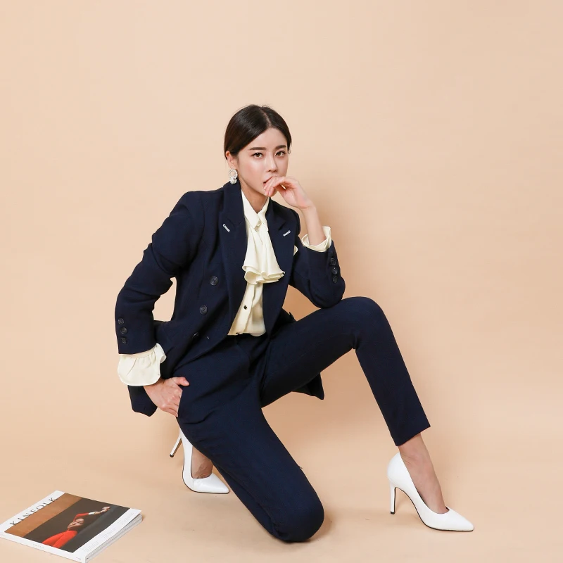 Весенние женские формальные модные деловые костюмы из 2 предметов Тонкий Блейзер