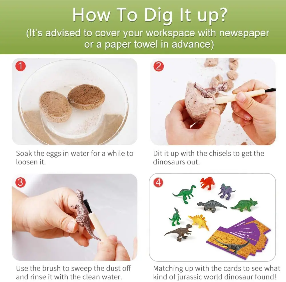 

Dinosaur Eggs 12Dinosaur Excavation Kits with 12Unique Dinosaur Toys Dinosaur Dig for Kids Easter Party Educational Science Gift